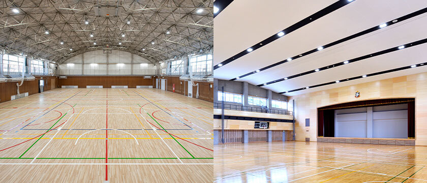 避難所となる学校体育館に最適な天井材&床材