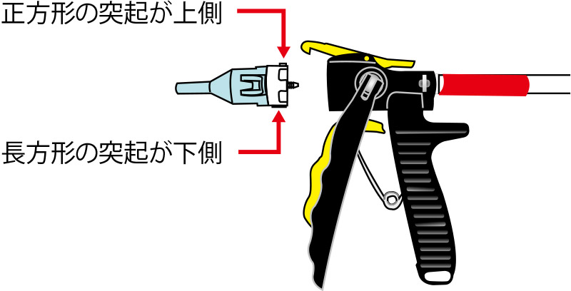 ガンにノズル装着