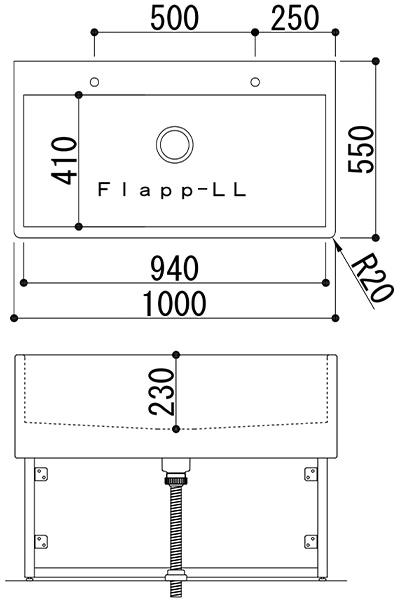 寸法例（2人用 W1,000）