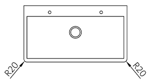 R形状のカウンターコーナー