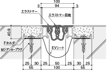 アーキウェイブ Eシリーズ クリアランス100mm用断面図