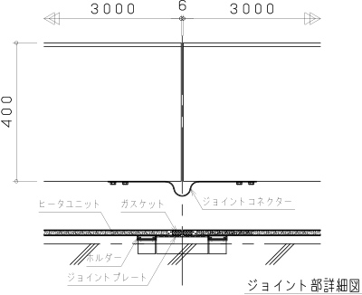 融雪笠木 ユキエル YK-400ジョイント部 A詳細図