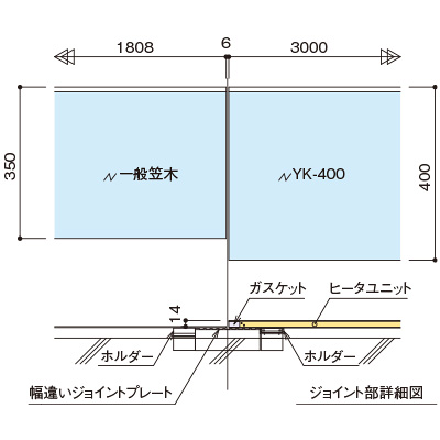 融雪笠木 ユキエル 一般笠木とYK-400ジョイント部 B詳細図