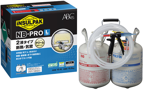 低廉 ＡＢＣ 簡易型発泡ウレタンフォーム ２液タイプ インサルパックＮＢ−ＰＲＯ Ｌ ノンフロンボンベタイプ １０．４Ｌ 〔品番:NBL〕  2610279 送料別途見積り,法人 事業所限定,直送